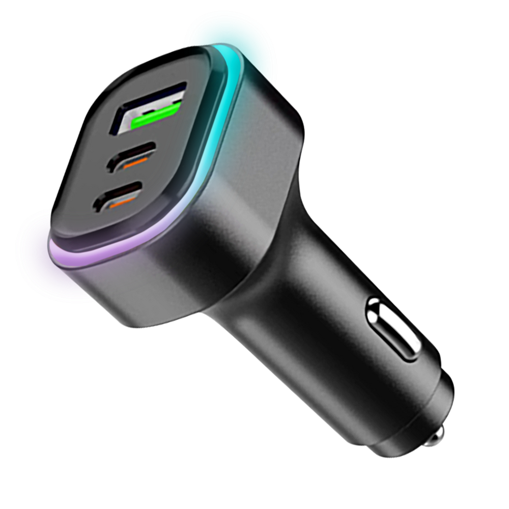 Lucid Charge LED 45W Dual USB-C + USB-A Car Charger