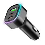 Lucid Charge LED 45W Dual USB-C + USB-A Car Charger