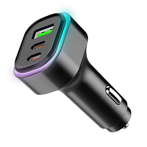 Lucid Charge LED 45W Dual USB-C + USB-A Car Charger