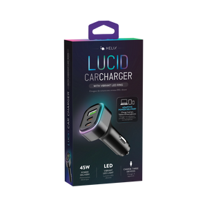 Lucid Charge LED 45W Dual USB-C + USB-A Car Charger