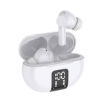 True Wireless White Earbuds with LCD Case