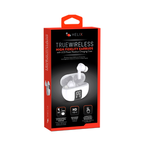 True Wireless White Earbuds with LCD Case