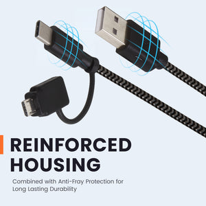 10ft USB-A to USB-C Cable with Micro USB Adapter