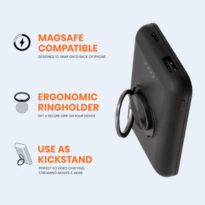 MagWireless 5,000 Power Bank with Ring Holder & Kickstand
